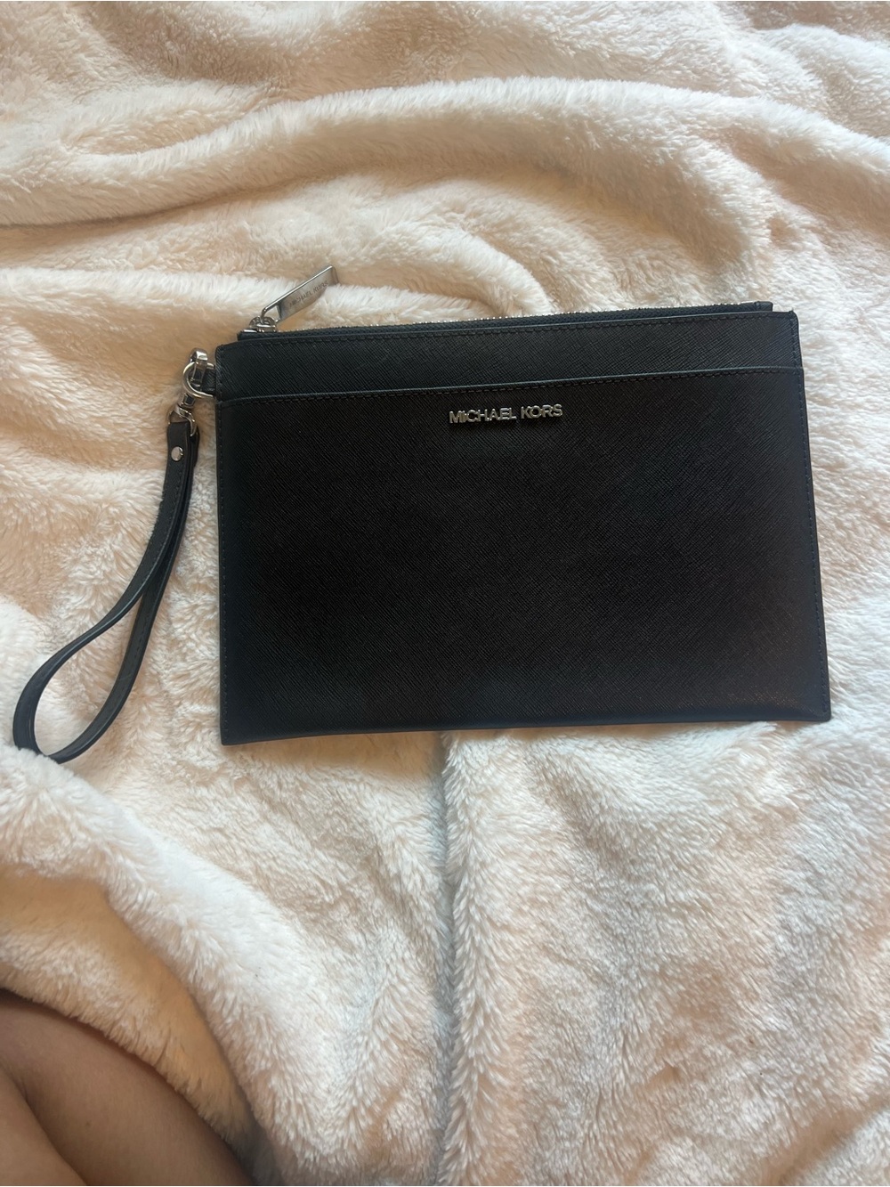 Michael Kors Black Saffiano Leather Wristlet Clutch
